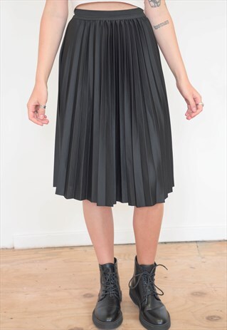 VINTAGE 70S SKIRT PLEATED MIDI IN BLACK