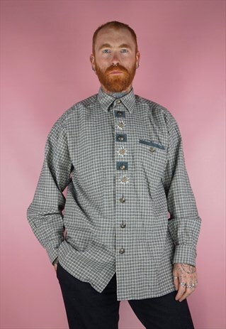VINTAGE 1980 FLOWER MOTIF FLANNEL SHIRT