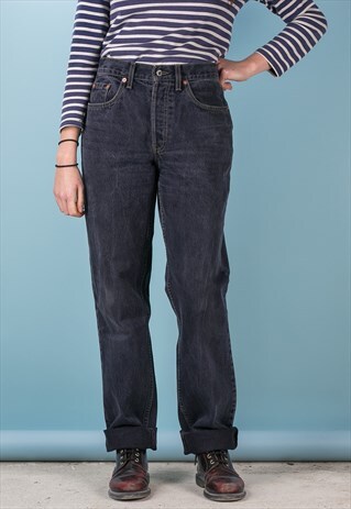 VINTAGE STRAIGHT LEG ORANGE TAB LEVI JEANS DARK GREY 80S/90S