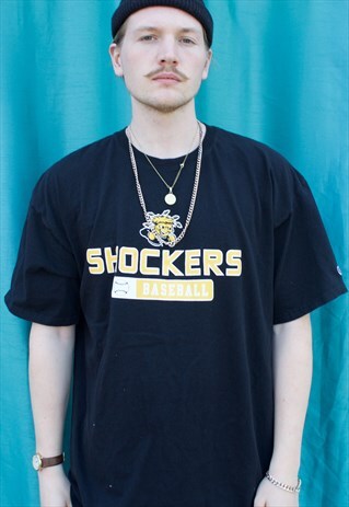 VINTAGE BLACK CHAMPION 'SHOCKERS' T SHIRT.