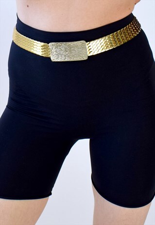 VINTAGE 80S STRETCHY GOLD METAL WAIST BELT