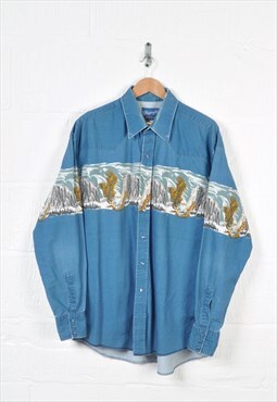 Vintage Wrangler Western Shirt Eagle Print Long Sleeve XL