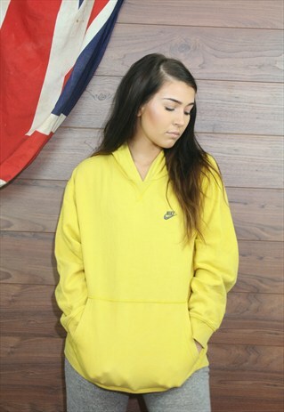 VINTAGE NIKE 90'S YELLOW SWEATSHIRT HOODIE, XL(44)