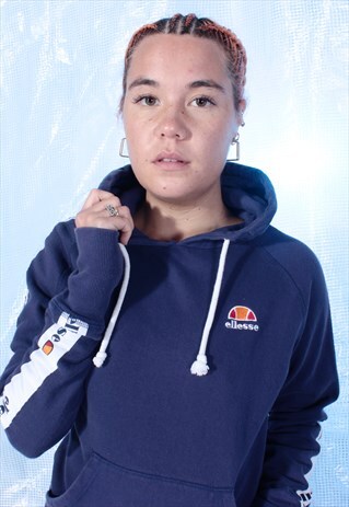 VINTAGE ELLESSE NAVY EMBROIDERED HOODIE