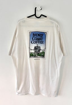 Vintage Ivory Coast coffee white T-shirt tourist XL