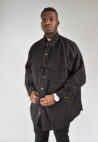 VINTAGE BLACK COTTON DENIM SHIRT