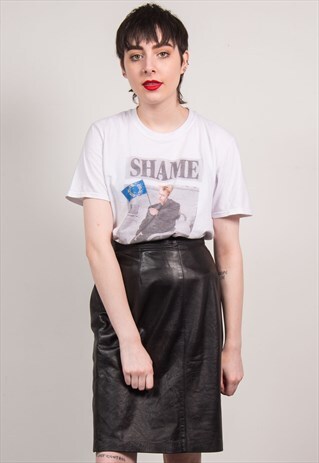 VINTAGE 90'S BLACK LEATHER PENCIL SKIRT