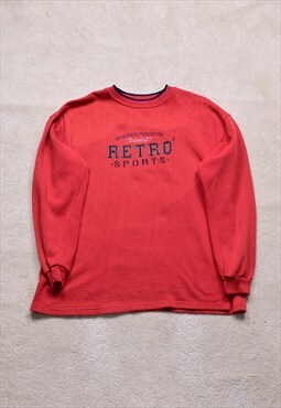 Vintage 90s Red/Orange Embroidered Sweater