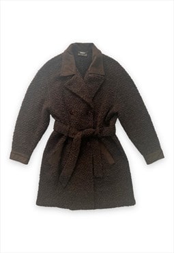 Vintage Fendi coat belted jacket wool mix brown