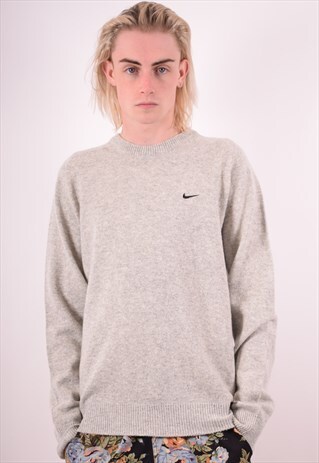 NIKE MENS VINTAGE JUMPER SWEATER MEDIUM GREY 90S