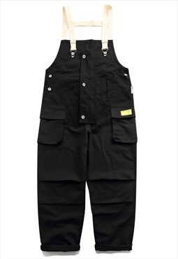 Utility overalls cargo pocket playsuit retro dungarees black