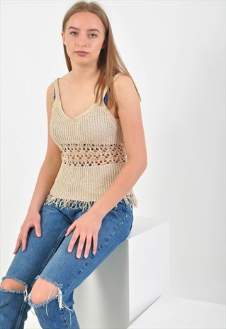 VINTAGE CROCHETED SLIP TOP IN BEIGE
