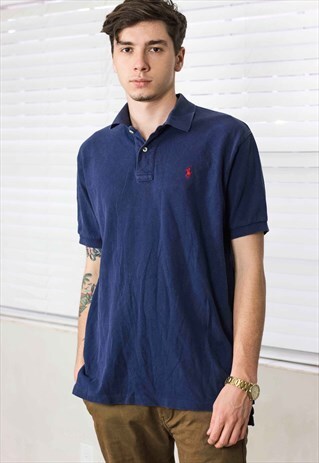 VINTAGE RALPH LAUREN POLO SHIRT LOGO 90S L 10.7