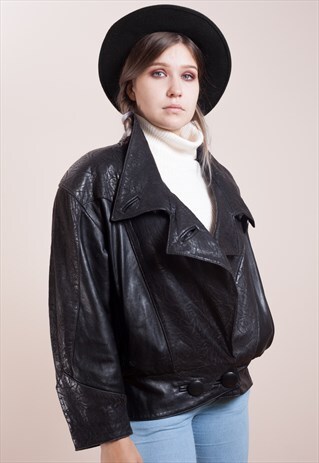 AMAZING OVERSIZED LEATHER BOMBER JACKET