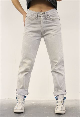VINTAGE LEVI'S 501 GREY PAINT MOM JEANS