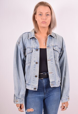 WOMENS VINTAGE DENIM JACKET LARGE BLUE 90S
