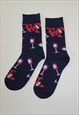 Red Wine Glass Pattern Cozy Socks