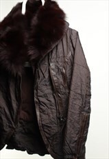 Vintage Christian Dior Fur Collar Leather Details Jacket