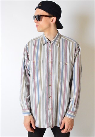 VINTAGE 90S STRIPED PASTEL LONG SLEEVE SHIRT
