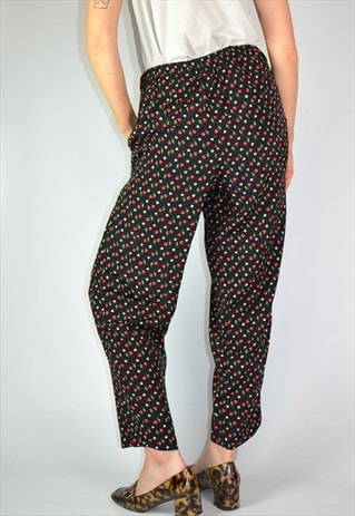 VINTAGE BLACK CHERRY BOHO FESTIVAL WIDE LEG TROUSERS