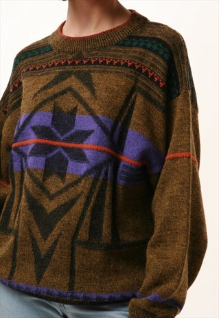 90S MULTI PATTERN KNITWEAR SWEATER JUMPER 14631
