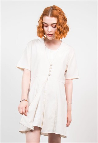 VINTAGE 90'S CREAM GRUNGE MINI DRESS