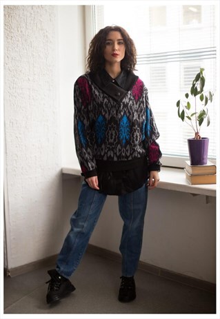 VINTAGE 80'S MULTICOLOUR PATTERNED JUMPER