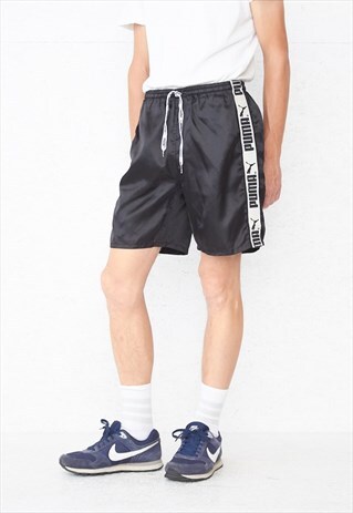 VINTAGE RETRO BLACK PUMA SWIMMING SHORTS