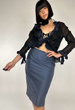 Vintage 90s Midi Skirt With Beads, Minimalist Style