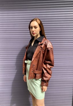 Early 90s brown leather jacket 