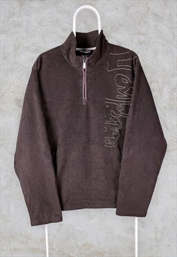 Vintage Brown Quiksilver Fleece Sweatshirt 1/4 Zip Large
