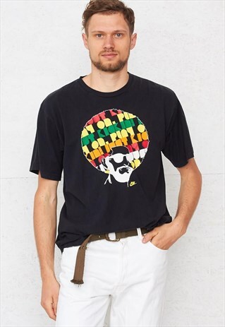 90S VINTAGE BLACK NIKE CREW NECK LOGO T-SHIRT