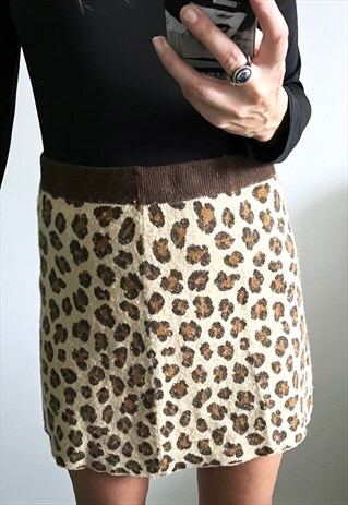 LEOPARD PRINT ANIMAL SPOTS PATTERN MINI SKIRT MEDIUM