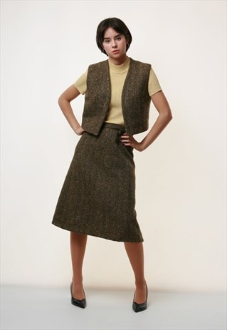 80S VINTAGE WOOL VEST AND HIGH WAIST SKIRT SUIT 2012