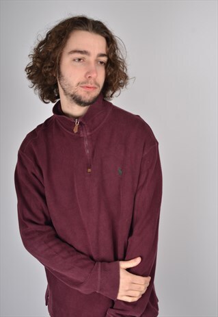 VINTAGE POLO RALPH LAUREN 1/4 ZIP SWEATSHIRT IN MAROON