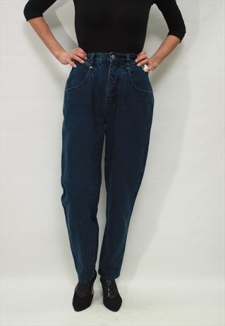 VINTAGE 80' AMAZING CLASSIC COOL BLUE DENIM MOM JEANS