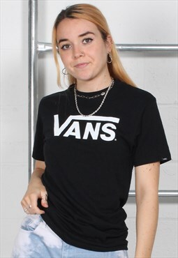 Vintage Vans Crewneck T-Shirt in Black w Big Logo Small