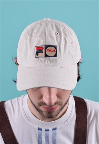 VINTAGE FILA WHITE EMBROIDERED CAP