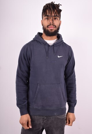 NIKE MENS VINTAGE HOODIE JUMPER SMALL BLUE 90'S