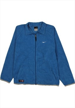 Vintage 90's Nike Fleece Jumper Swoosh Full Zip Up Blue