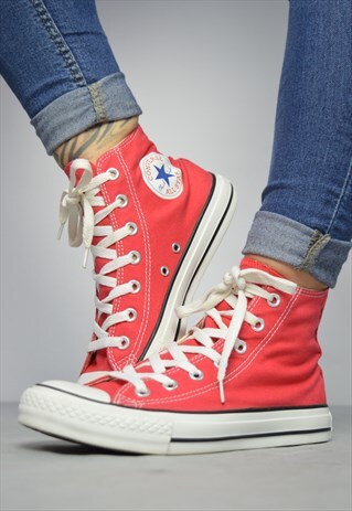 VINTAGE 90S CONVERSE RED HI TOPS GRUNGE RETRO PREPPY