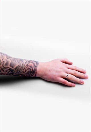 54 FLORAL SLIM 925 STERLING SILVER BAND SIGNET RING - SILVER