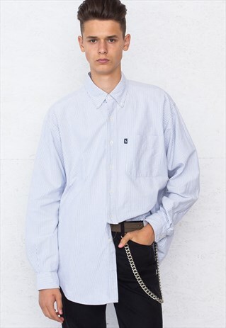VINTAGE BLUE RALPH LAUREN LONG SLEEVE STRIPED SHIRT