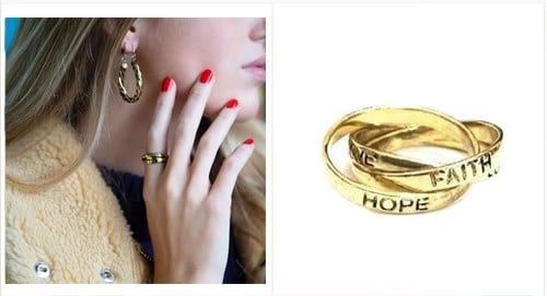 Gold Love faith hope ring
