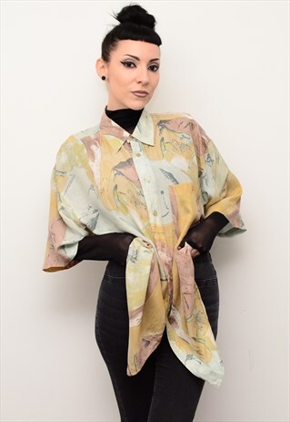 VINTAGE 90'S GRUNGE INDIE PATTERNED OVERSIZED SHIRT