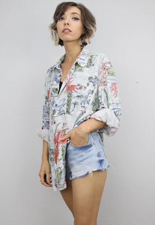 VINTAGE 80S/90S OVERSIZED PATTERNED SHIRT