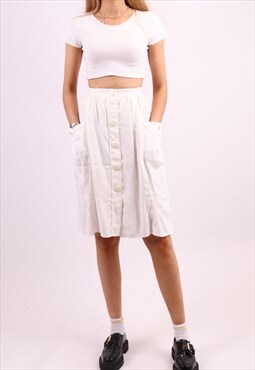 Vintage Unbranded Buttoned Midi Skirt in White