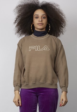 VINTAGE 90'S FILA LOGO BROWN SWEATER
