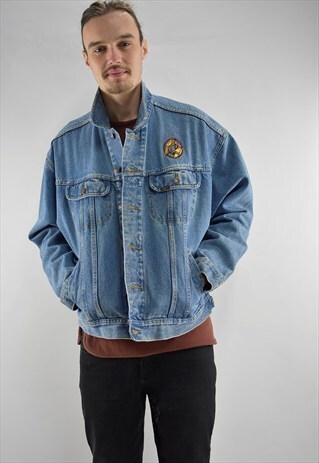 VINTAGE VOLUNTEER FIREFIGHTER DENIM TRUCKER JACKET BY LEE