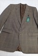 90'S BLAZER SUIT JACKET BROWN TWEED WOOL